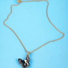 Naszyjnik Buldog Francuski czarno biały