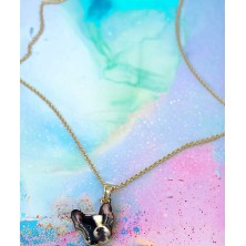 Naszyjnik Buldog Francuski czarno biały