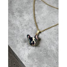 Naszyjnik Buldog Francuski czarno biały