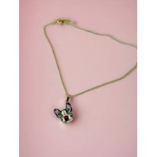 Naszyjnik Buldog Francuski kwiaty geometryczny