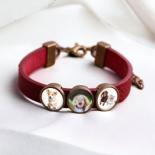 Bransoletka 3 zdjęcia - czerwona