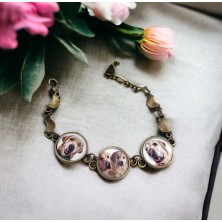 Bransoletka personalizowana 3 zdjęcia 16mm złota