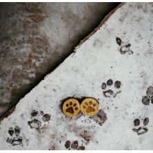 Kolczyki drewniane Psie łapki okrągłe