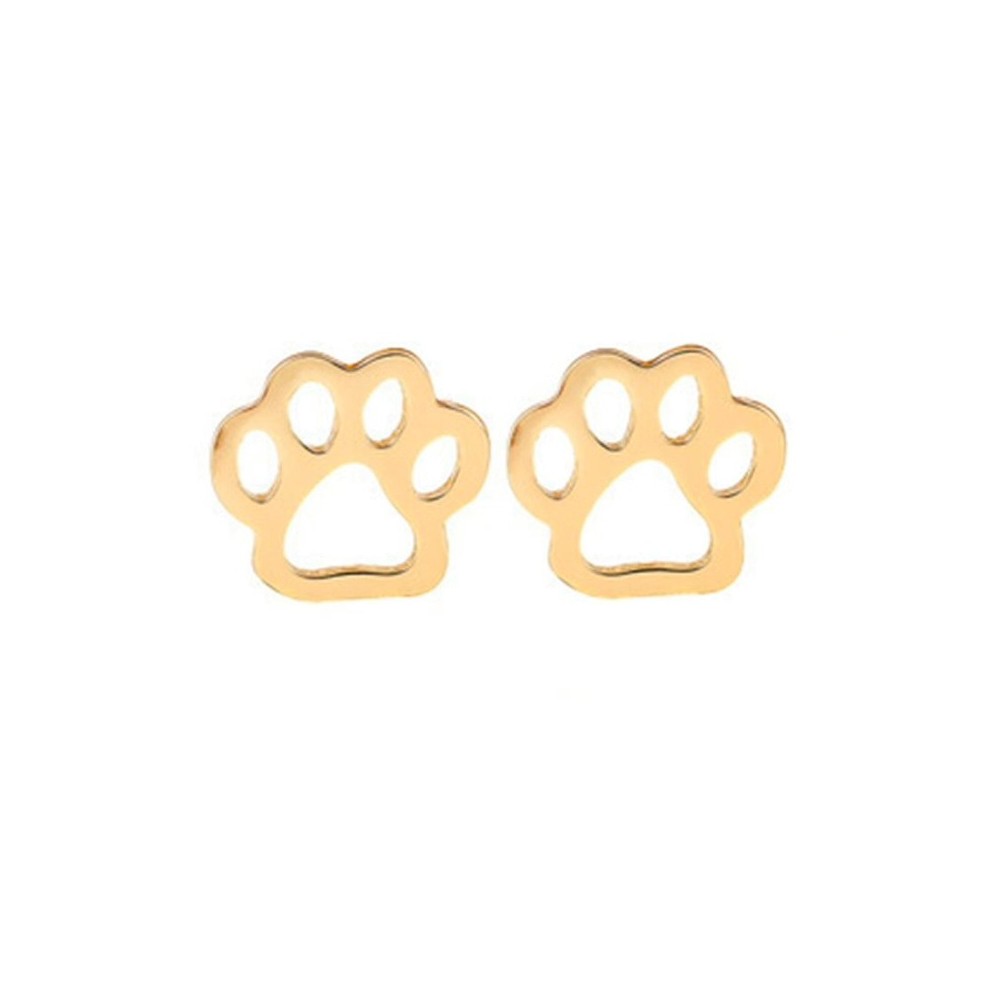 Kolczyki psia łapka łapki złote sztyft
