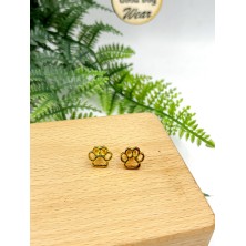 Kolczyki psia łapka łapki złote sztyft