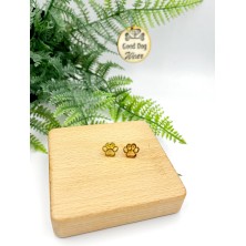 Kolczyki psia łapka łapki złote sztyft