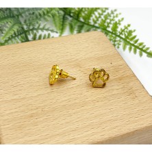 Kolczyki psia łapka łapki złote sztyft