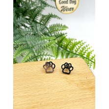 Kolczyki psia łapka łapki czarne sztyft