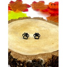 Kolczyki psia łapka łapki czarne sztyft