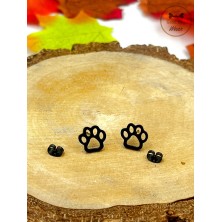 Kolczyki psia łapka łapki czarne sztyft