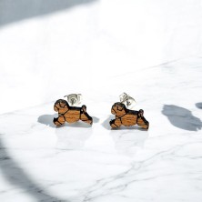 Kolczyki drewniane Mops