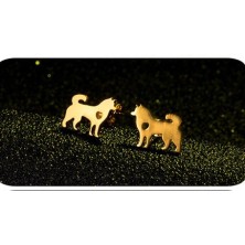 Kolczyki Husky syberyjski złote sztyft
