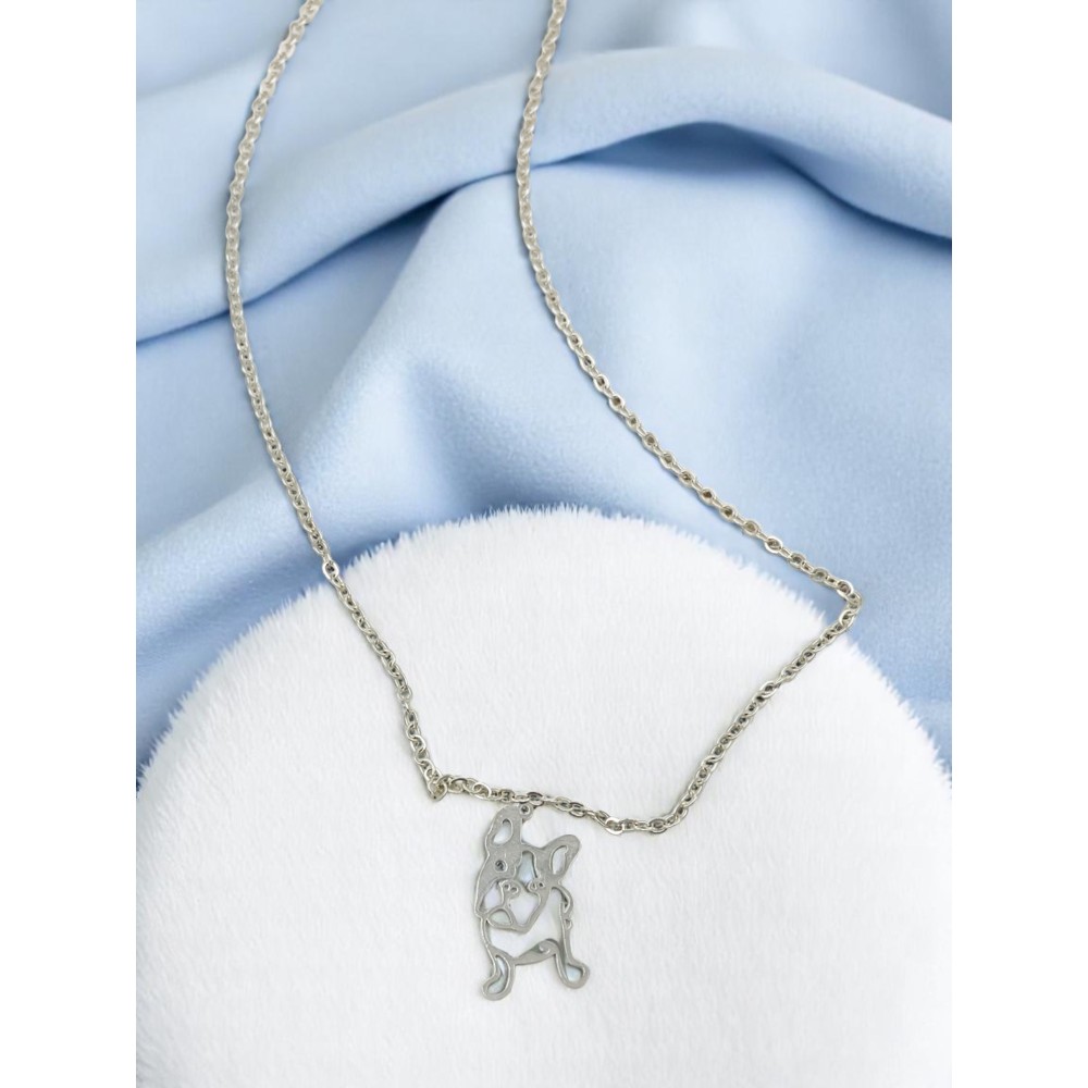 Naszyjnik Buldog Francuski srebrny 2