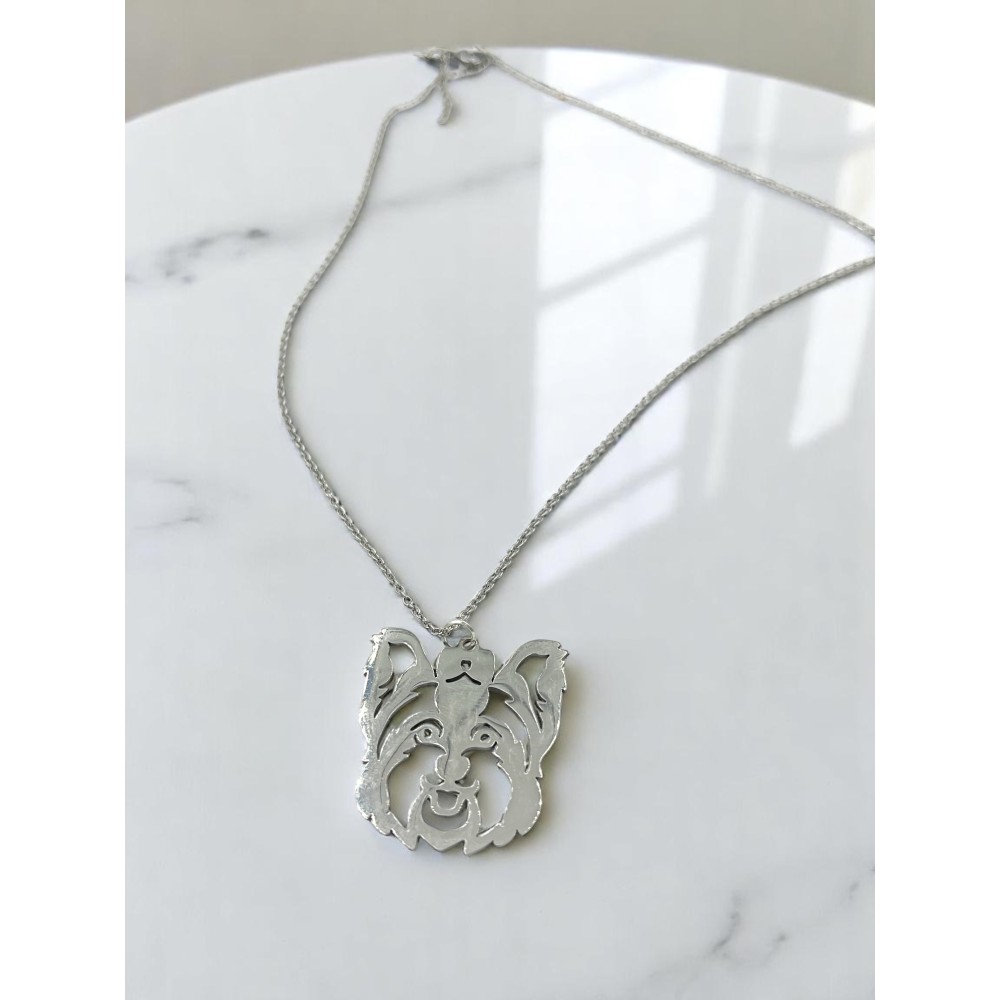 Naszyjnik Yorkshire Terrier głowa srebrny