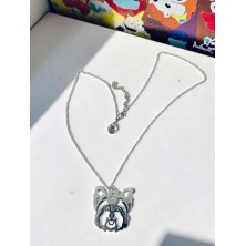 Naszyjnik Yorkshire Terrier głowa srebrny