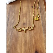 Naszyjnik Puls łapka i serce złoty