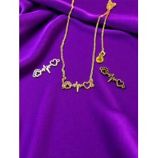 Naszyjnik Puls łapka i serce złoty