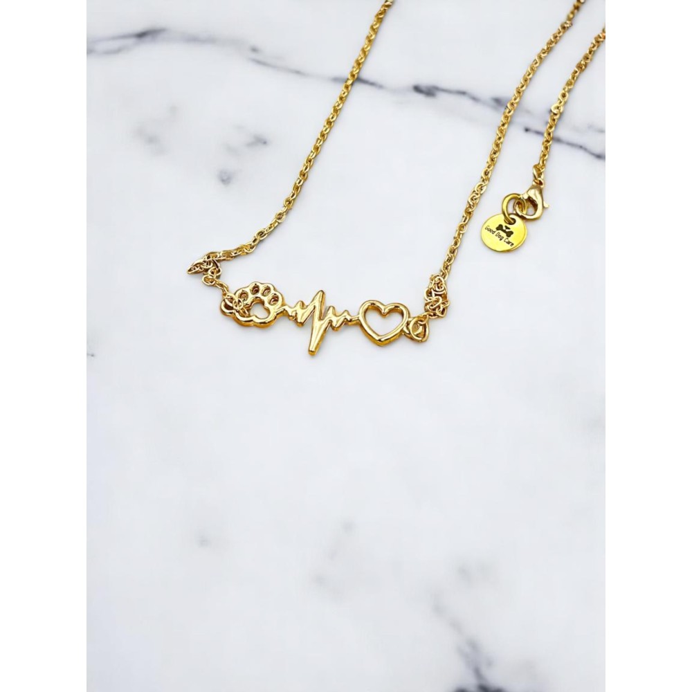 Naszyjnik Puls łapka i serce złoty