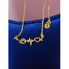Naszyjnik Puls łapka i serce złoty