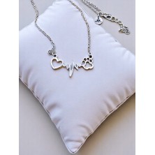 Naszyjnik Puls łapka i serce antyczne złoto