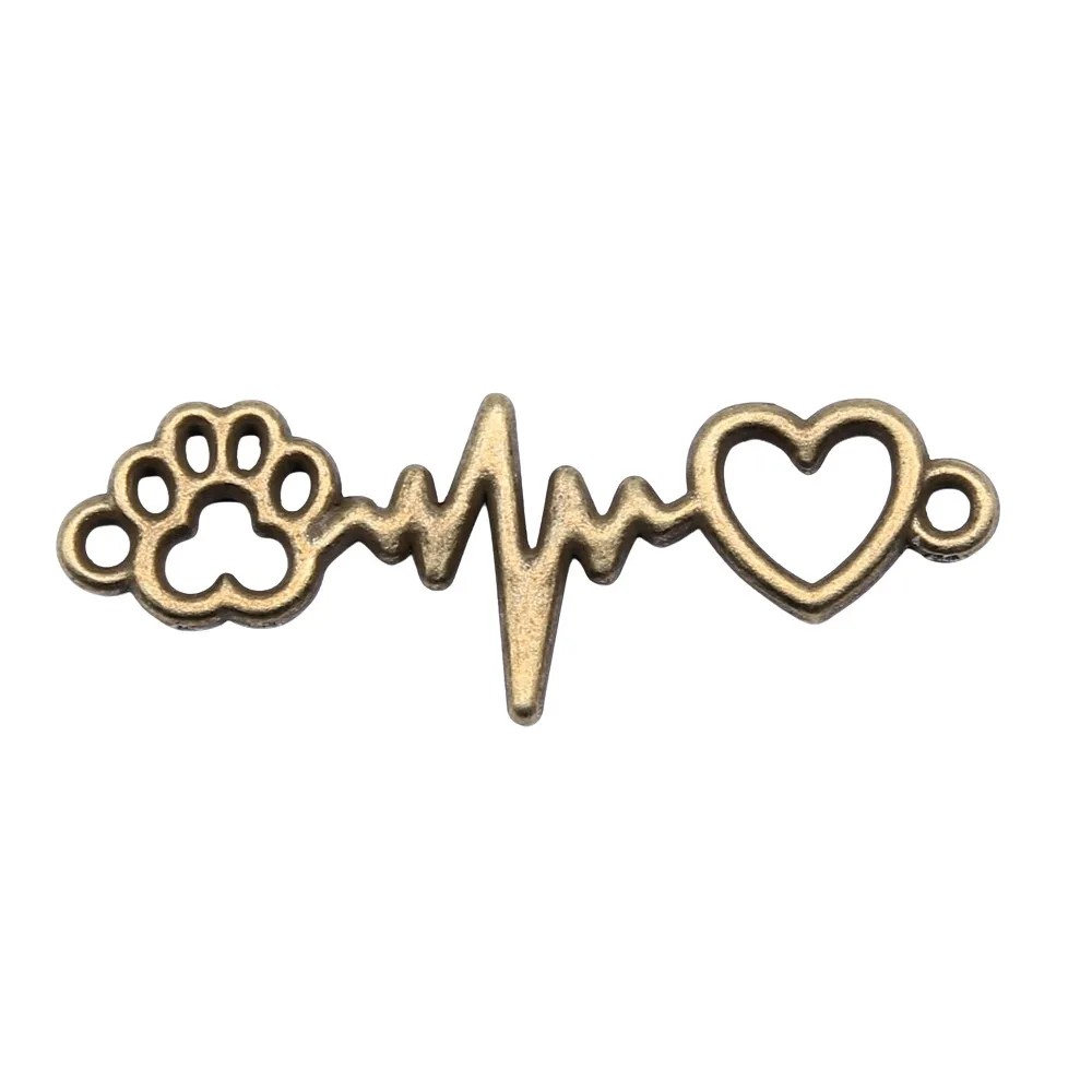 Naszyjnik Puls łapka i serce antyczne złoto