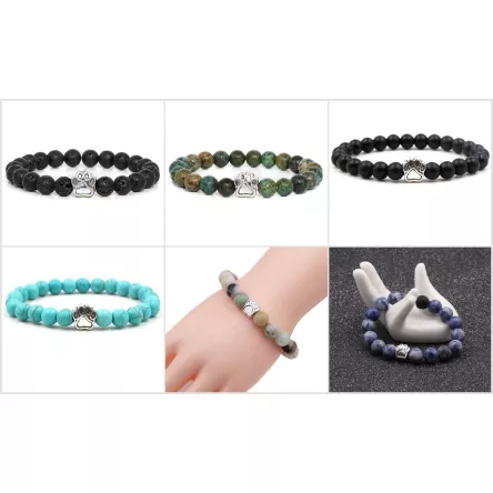 Bransoletka Psia łapa srebrna/złota 7 czakr KOLORY