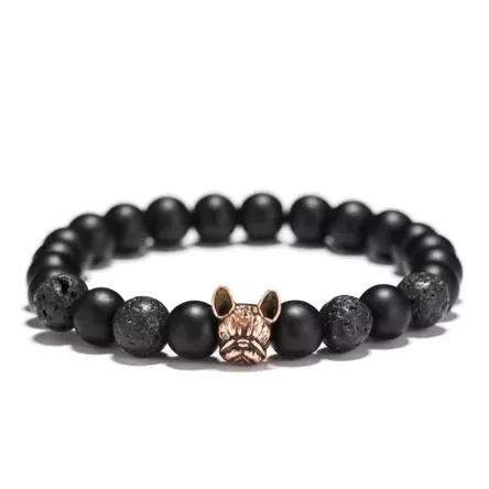 Bransoletka Buldog Francuski srebrna/złota