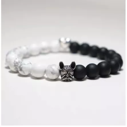 Bransoletka Buldog Francuski srebrna/złota