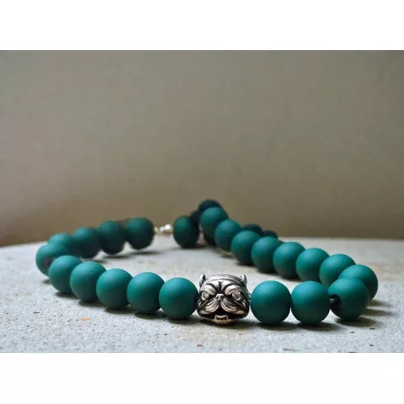 Bransoletka Mops z koralikami złoty/srebrny