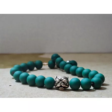 Bransoletka Mops z koralikami złoty/srebrny