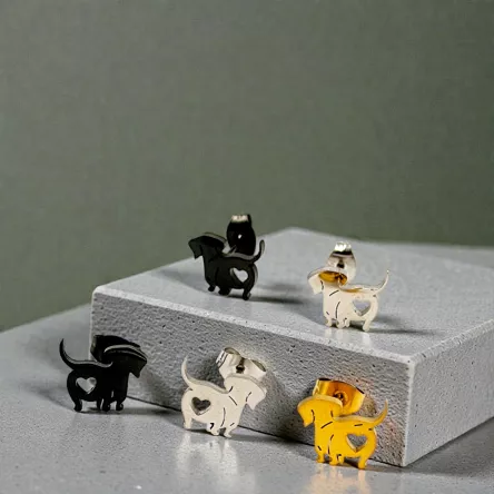 Kolczyki Jamnik srebrne/złote/czarne