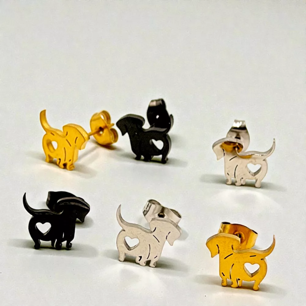 Kolczyki Jamnik srebrne/złote/czarne