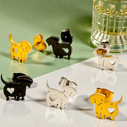 Kolczyki Jamnik srebrne/złote/czarne