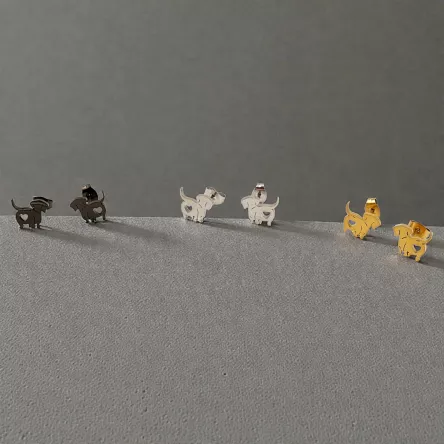 Kolczyki Jamnik srebrne/złote/czarne