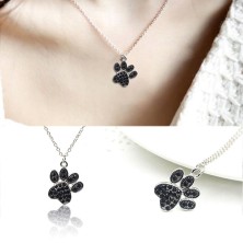 Naszyjnik psia łapa kryształki cyrkonie czarna 2