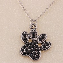 Naszyjnik psia łapa kryształki cyrkonie czarna 2
