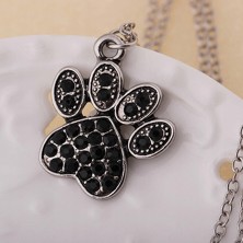 Naszyjnik psia łapa kryształki cyrkonie czarna 2