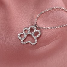 Naszyjnik psia łapa kryształki cyrkonie biały