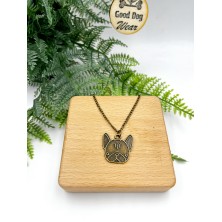 Naszyjnik Buldog Francuski głowa złoto antyczne