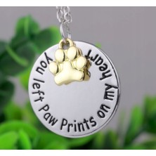 Naszyjnik You left Paw Prints on my heart srebrny