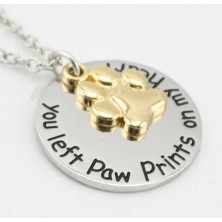 Naszyjnik You left Paw Prints on my heart srebrny