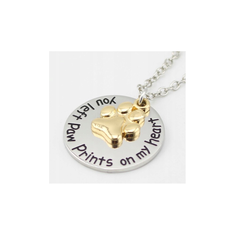 Naszyjnik You left Paw Prints on my heart srebrny