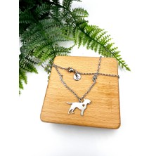 Naszyjnik Bulterier z sercem srebrny 16x25mm