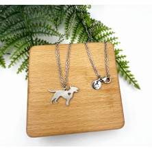 Naszyjnik Bulterier z sercem srebrny 16x25mm