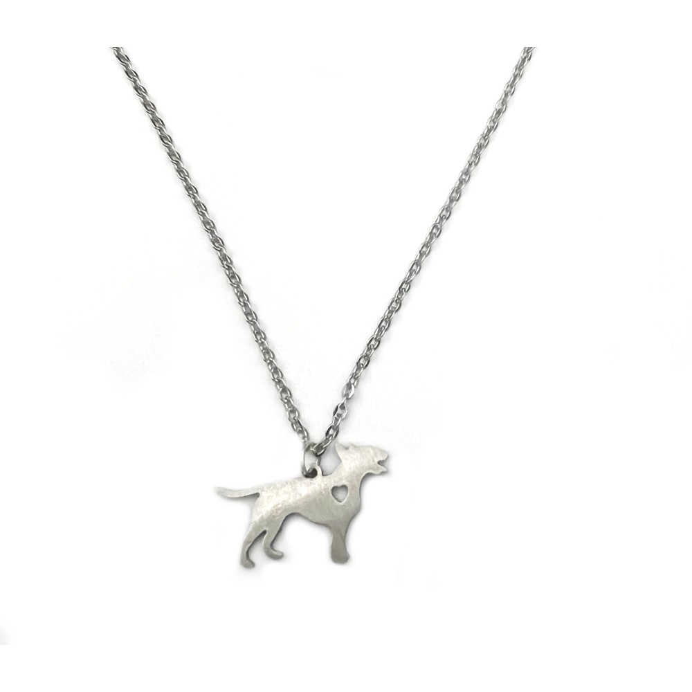 Naszyjnik Bulterier z sercem srebrny 16x25mm