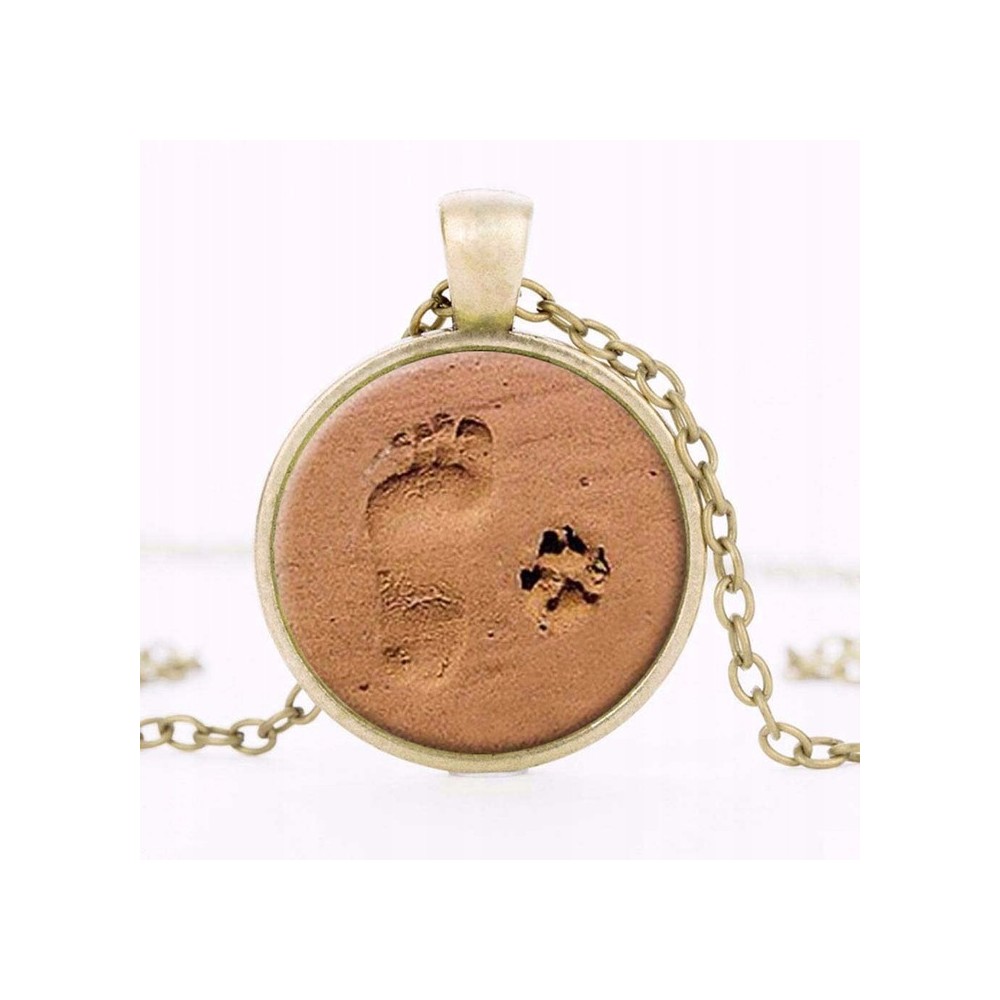 Naszyjnik łapa i stopa na piasku antyczne złoto 25mm