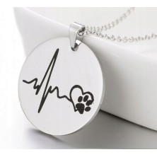 Naszyjnik linia życia psia łapa serce srebrny