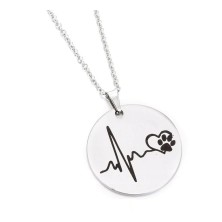 Naszyjnik linia życia psia łapa serce srebrny