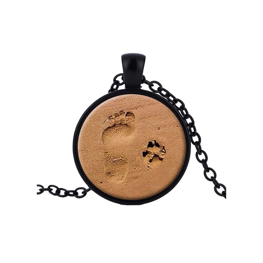 Naszyjnik łapa i stopa na piasku czarny 25mm