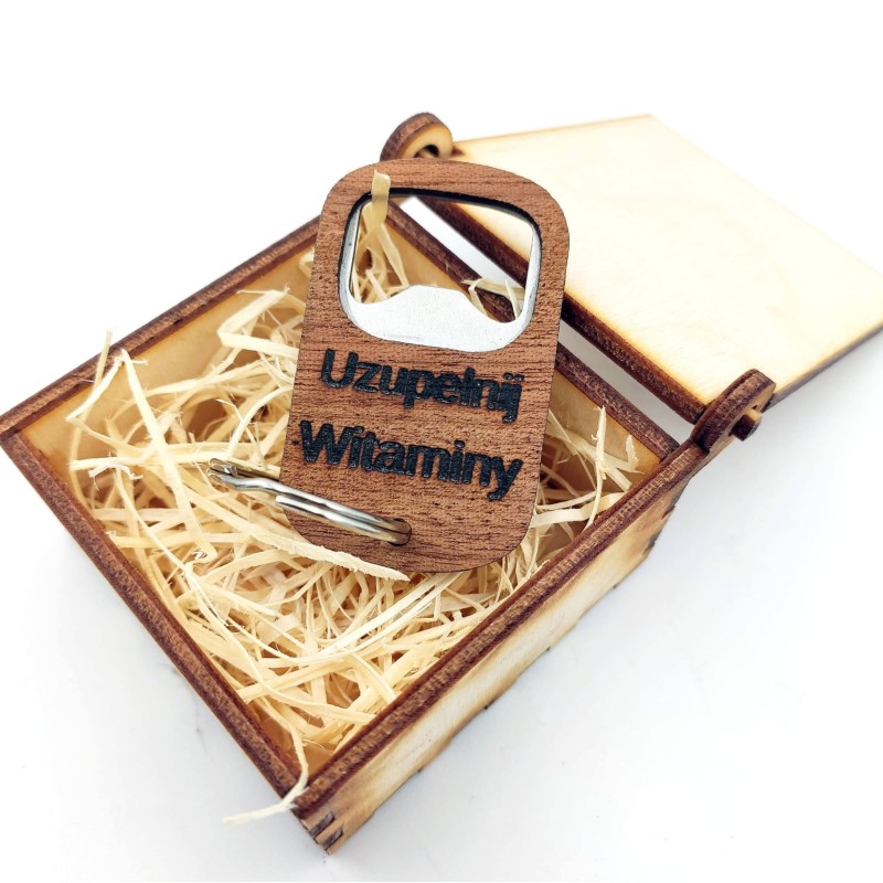 Brelok otwieracz drewniany z grawerem